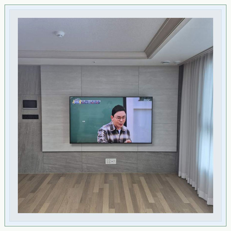 인천 송도 청학 선학 스탠드티비 교체 관련 설치 참고 사진 1 · 불필요하게 늘어지는 케이블을 막는 동선과 고정 위치